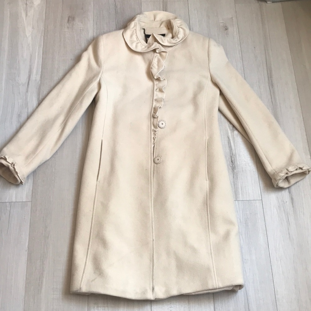 Woman's Off white woolen long coat Size 10